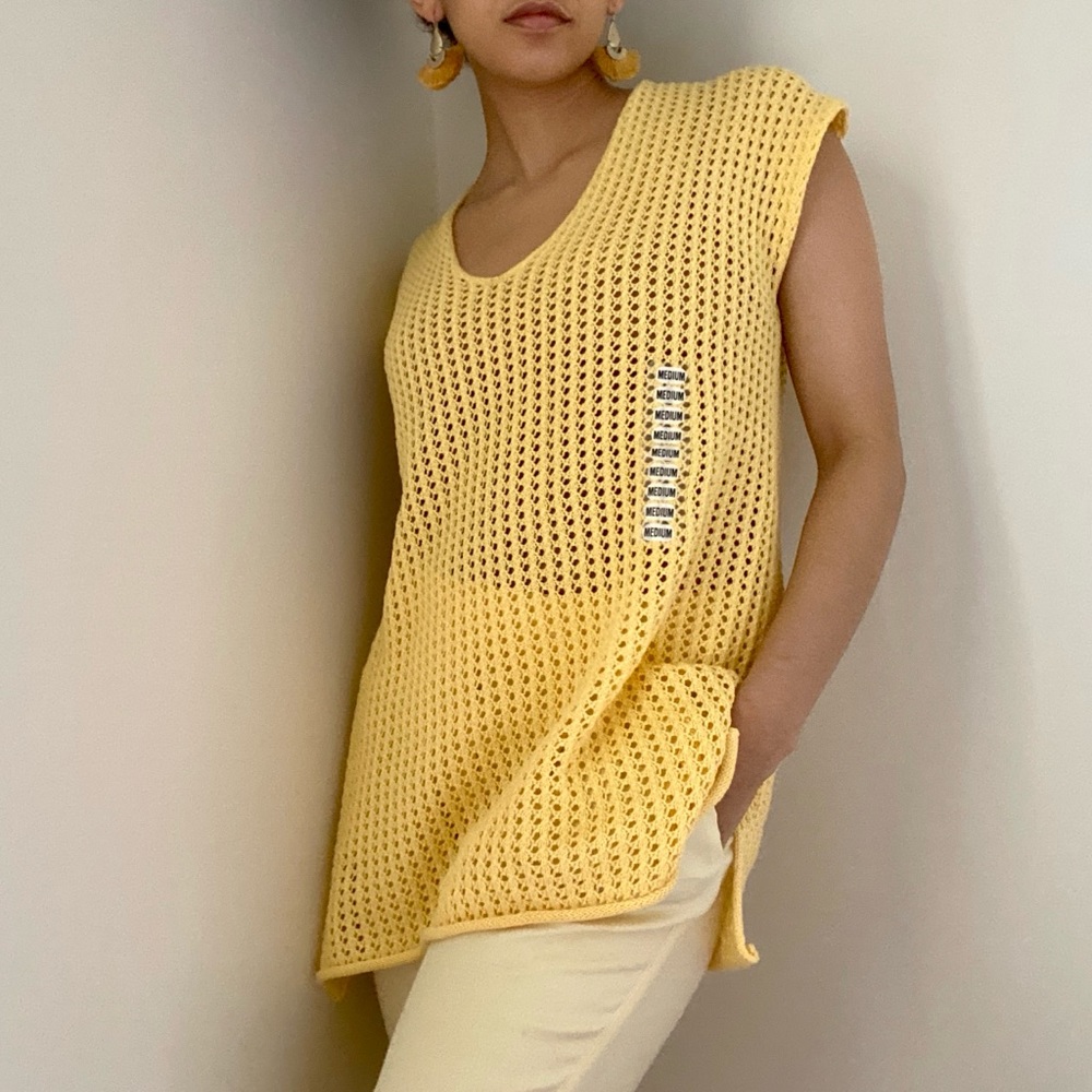 NWOT 100% cotton butter yellow knit tunic